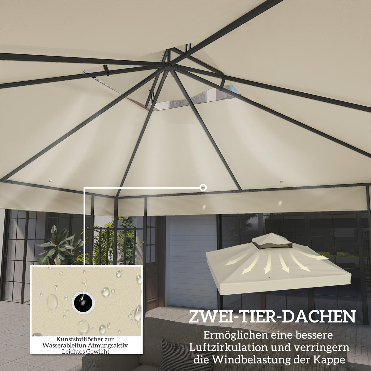 ERSATZDACH für Pavillon 3 x 3 m - Creme, Kunststoff (300/1/300cm) - Outsunny