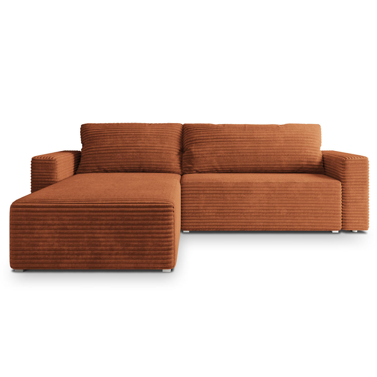 ECKSOFA CALTI T Braun Kordstoff mit Schlaffunktion - Braun, Holzwerkstoff/Textil (283/183cm) - MASSENO