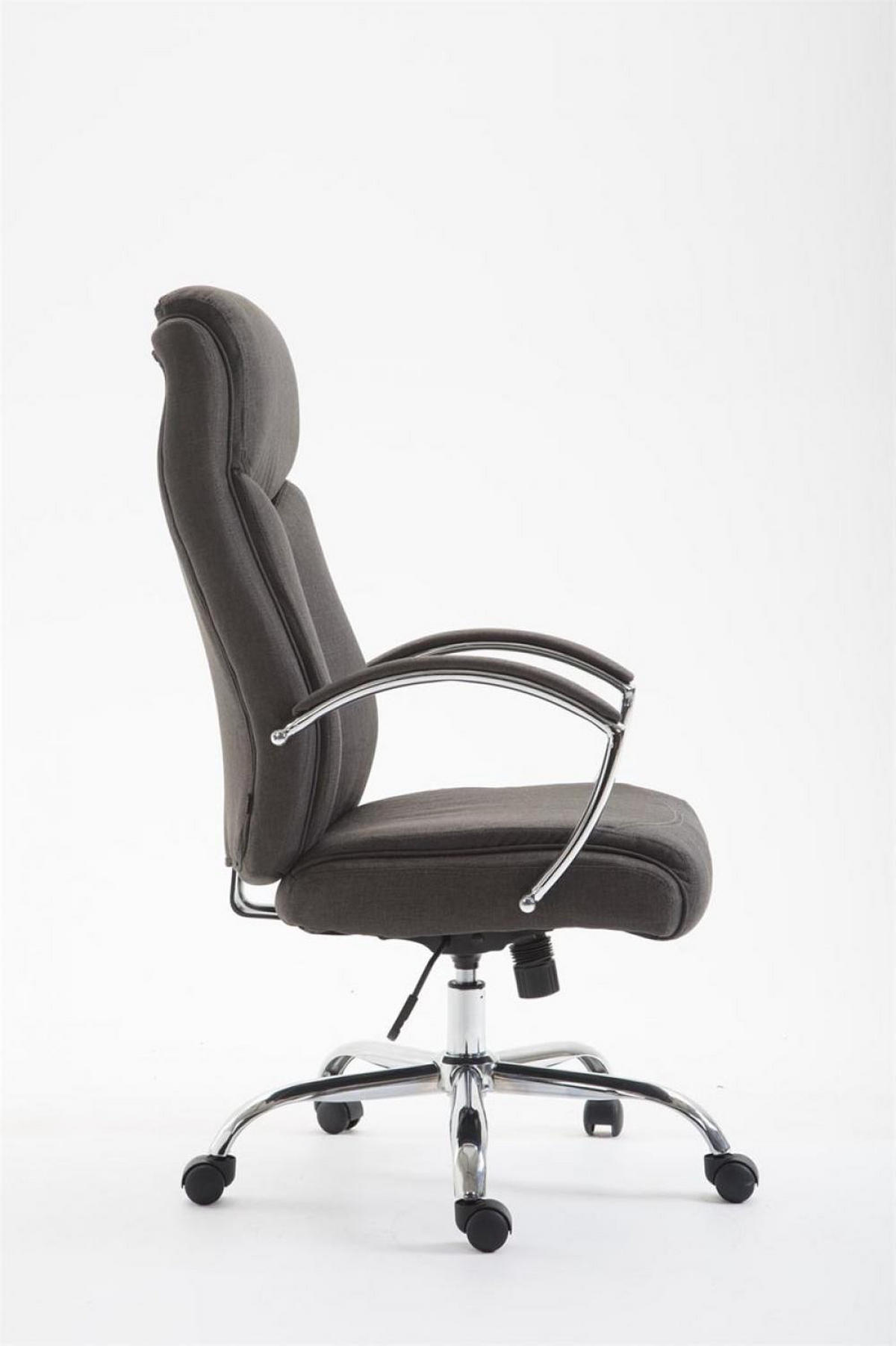 CHEFSESSEL Stoff dunkelgrau - Chromfarben/Dunkelgrau, Textil/Metall (65/115/73cm) - CLP