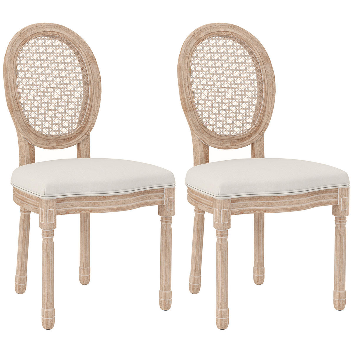 ESSZIMMERSTÜHLE, Polyester, Cremeweiß - Creme, Kunststoff (48/96/57cm) - HOMCOM