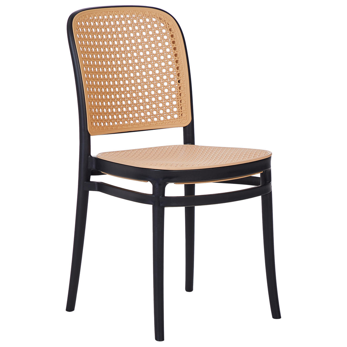 ESSZIMMERSTUHL 4er Set Beige Plose - Beige/Schwarz, Kunststoff (41/83/43cm) - Beliani