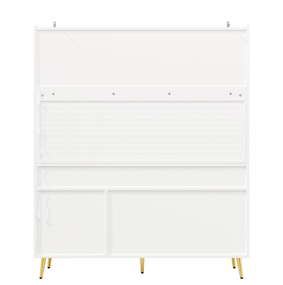 BUFFET 145/39/171 cm aus MDF und Glas mit LED-Beleuchtung und Schiebetüren Weiß - Weiß, Holzwerkstoff (145/171/39cm) - Modenvie