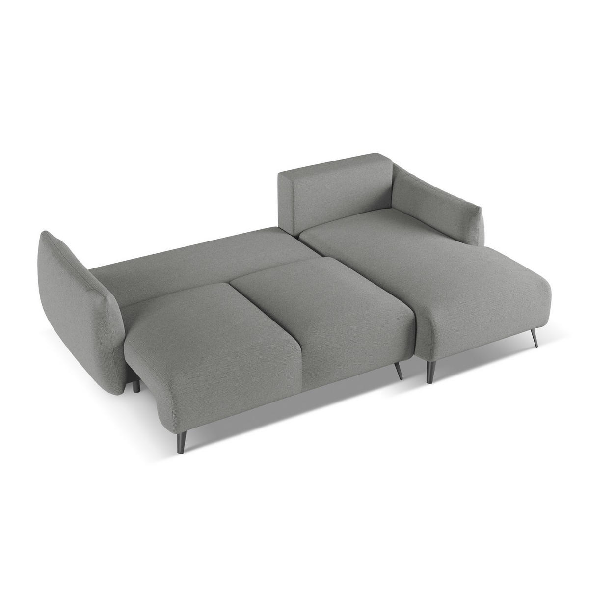 ECKSOFA mit Schlaffunktion Chenille Stoff Grau - Schieferfarben/Schwarz, Textil/Metall (242/162cm) - LaMiaSofa