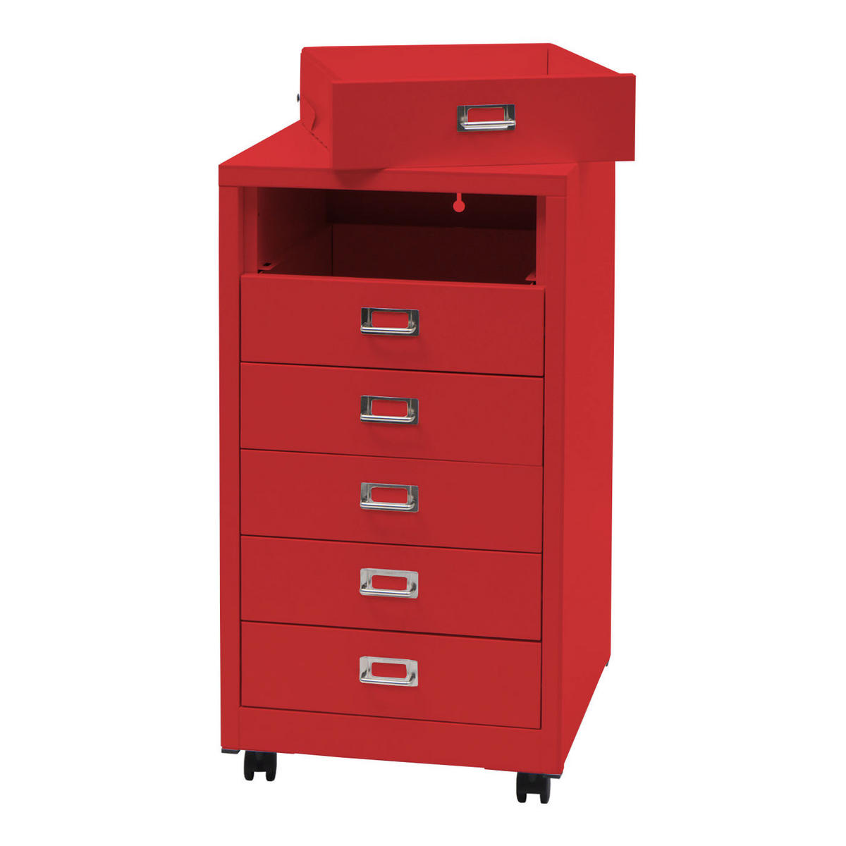 ROLLCONTAINER 75x40x41cm Metall 6 Schubladen Rot - Rot, Metall (40/75/41cm) - PROREGAL