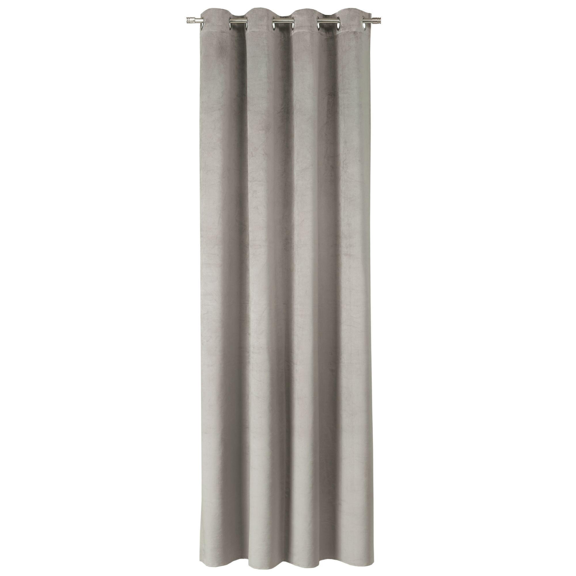 ÖSENVORHANG VELVET SIGNATURE - Grau, Textil (140/1/250cm) - Tom Tailor