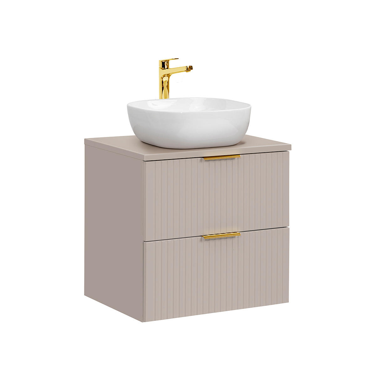 BADMÖBEL 60.6cm Adriel 2er-Set Beige - Beige, Holzwerkstoff (60.6/59/46cm) - Petits-meubles