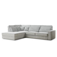 ECKSOFA Kirou Grau Chenille-Stoff - Links Seite - Schwarz/Grau, Holz/Holzwerkstoff (225/311cm) - Maison de Reve