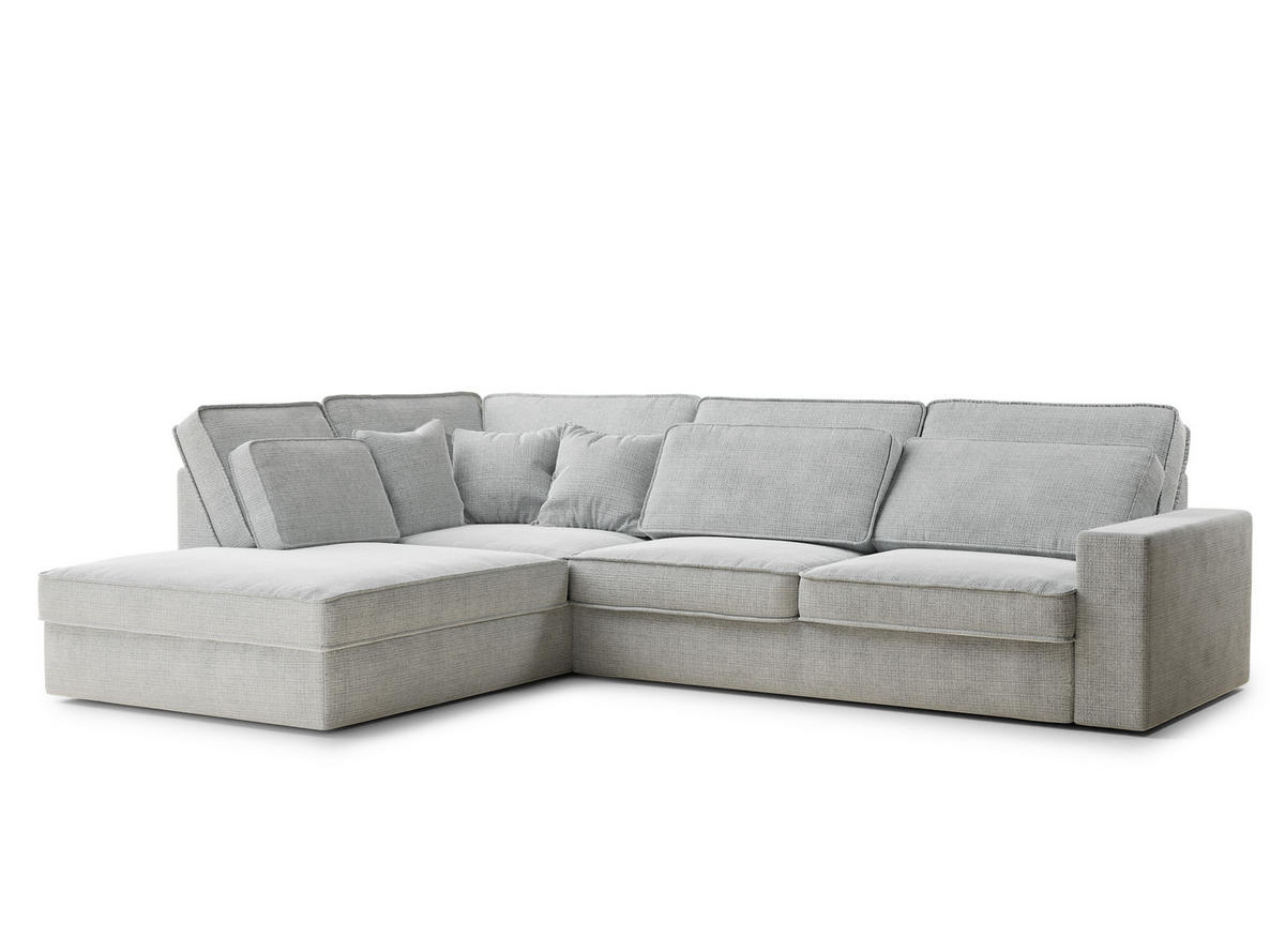 ECKSOFA Kirou Grau Chenille-Stoff - Links Seite - Schwarz/Grau, Holz/Holzwerkstoff (225/311cm) - Maison de Reve