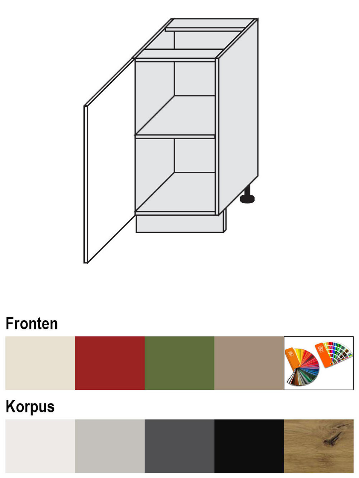UNTERSCHRANK Brerra D1D/40 40 / 50 / 82 cm - Graubraun/Weiß, Holz/Holzwerkstoff (40/82/50cm) - Feldmann-Wohnen