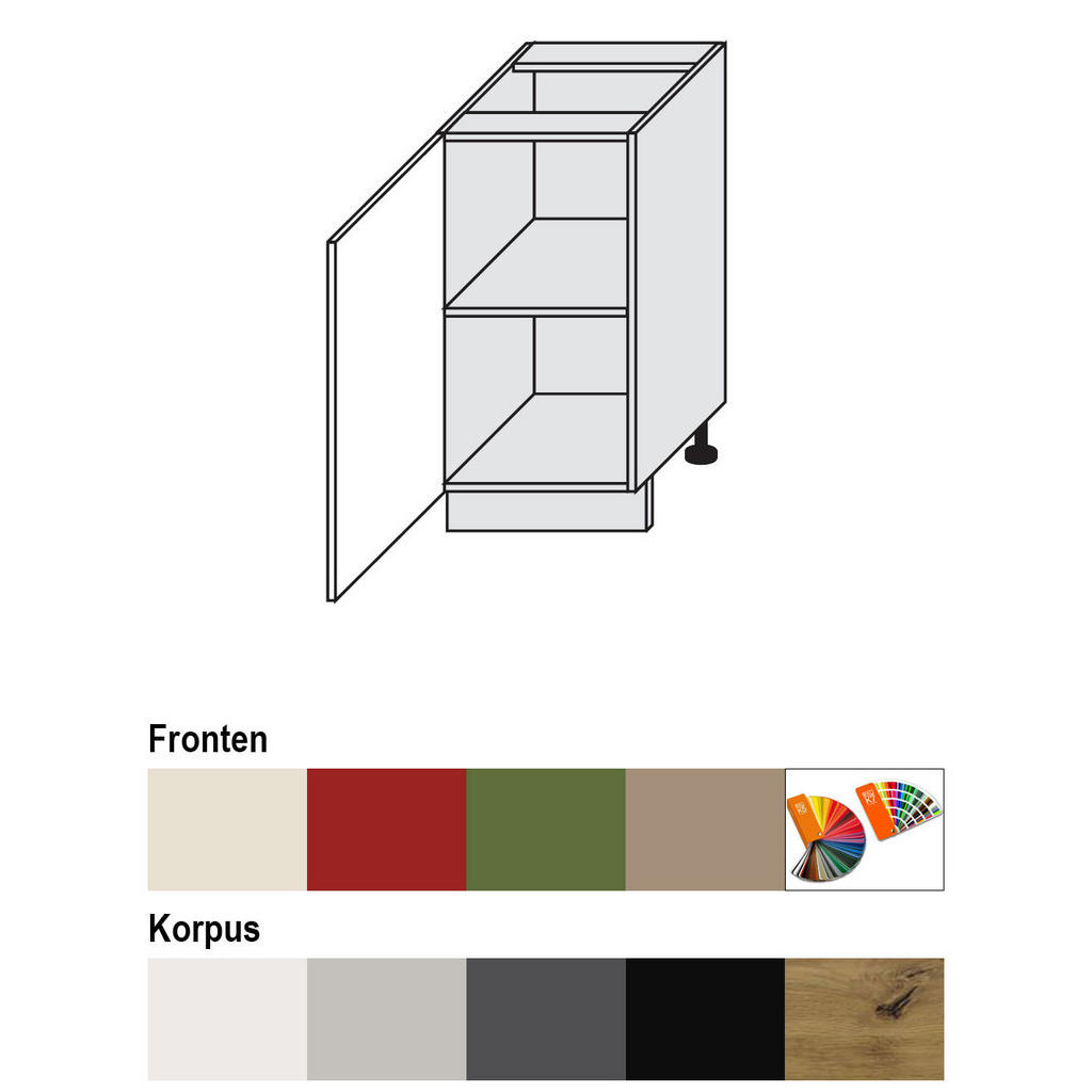 Thumbnail - Feldmann-Wohnen Unterschrank, Mehrfarbig, Weiß, Holz, 1 Fächer, 40x82x50 cm, Küchen, Küchenmöbel, Küchenschränke, Küchen...