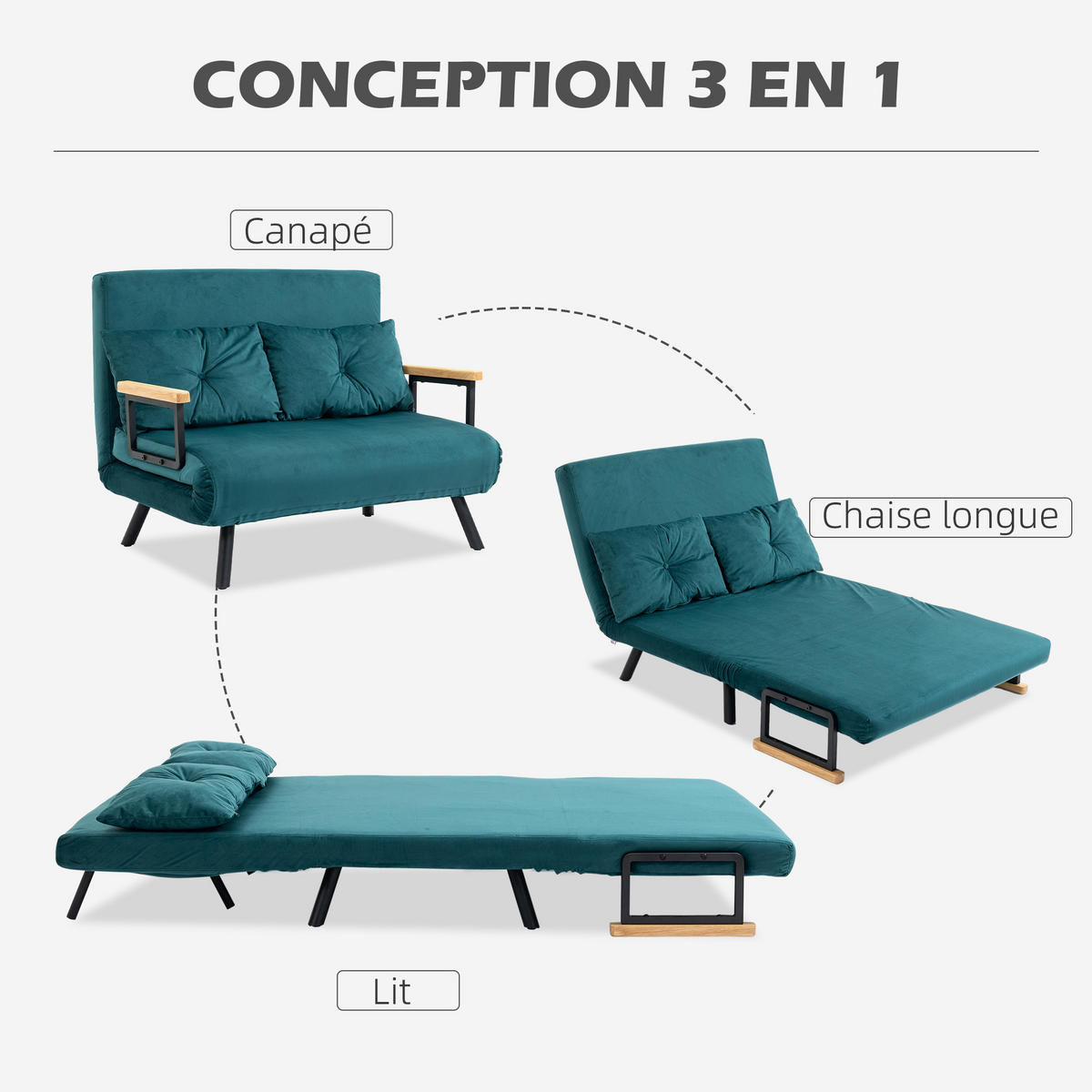 SCHLAFSOFA 2er-Sitz DE-14596 5-fach verstellbare Rückenlehne, Samtbezug Dunkelgrün - Grün, Metall (102/81/73cm) - ComfortXL