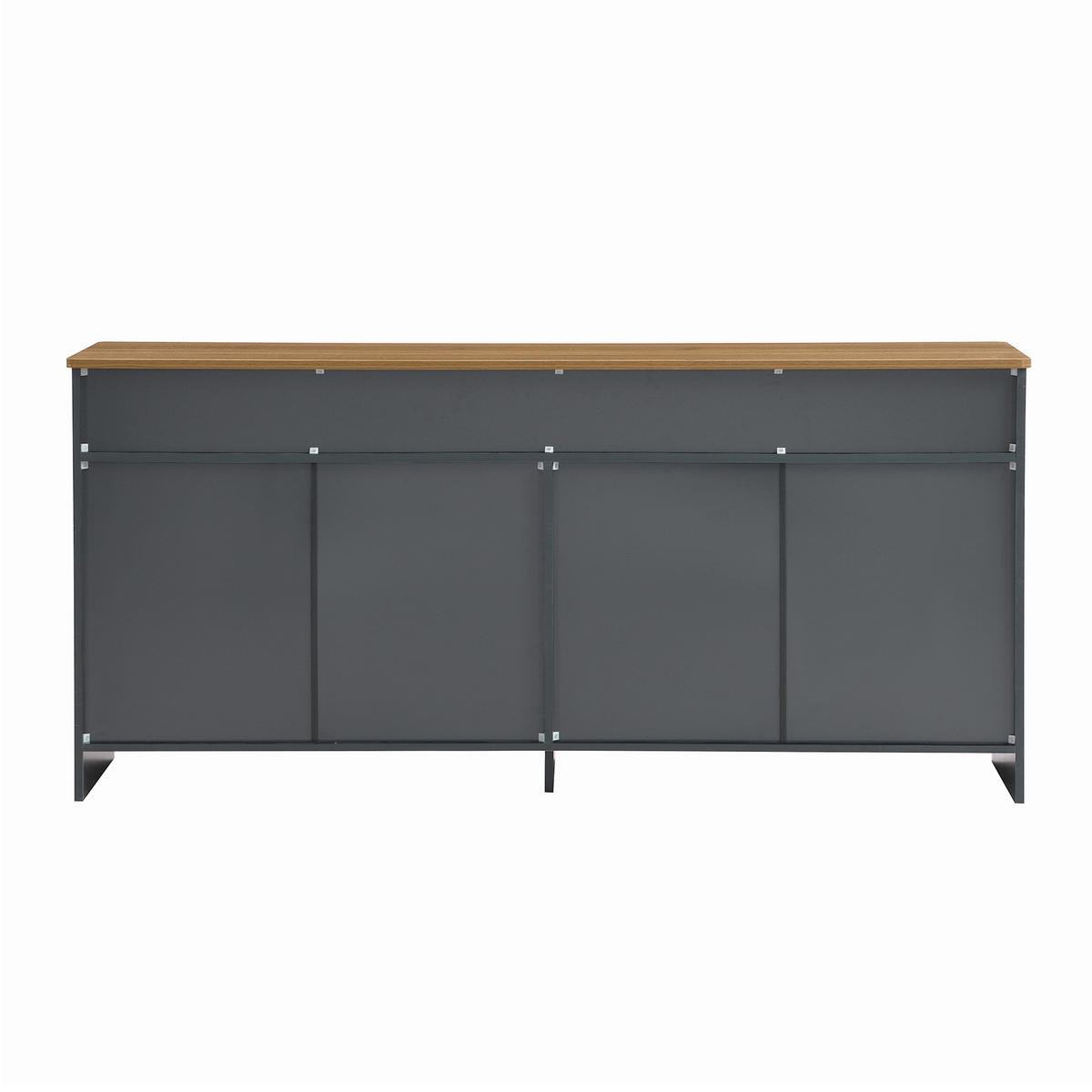 SIDEBOARD DE-38904 160/37/75 cm 4 Türen und 3 Schubladen Grauschwarz/Holz - Schwarz/Grau, Holzwerkstoff (160/75/37cm) - ComfortXL