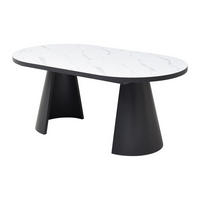 ESSTISCH ausziehbar - 6 bis 10 Personen - MDF & Metall - Marmor-Optik Weiß & Schwarz - KORIZEA - Schwarz, Holz (240/100/76cm) - Vente-Unique