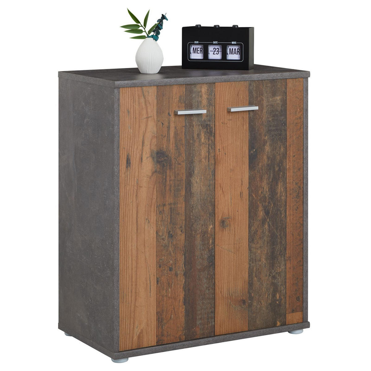 SCHUHSCHRANK LENNIS - Dunkelgrau/Dunkelbraun, Holzwerkstoff (60/70/35cm) - CARO-Möbel