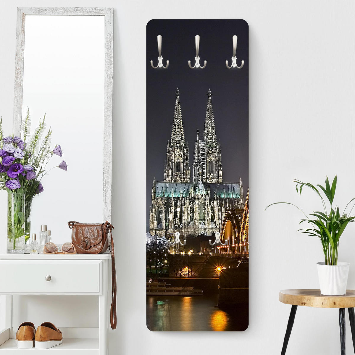 WANDGARDEROBE - Kölner Dom 34/105 cm - Grau, Holzwerkstoff (34/105/1.6cm) - Bilderwelten