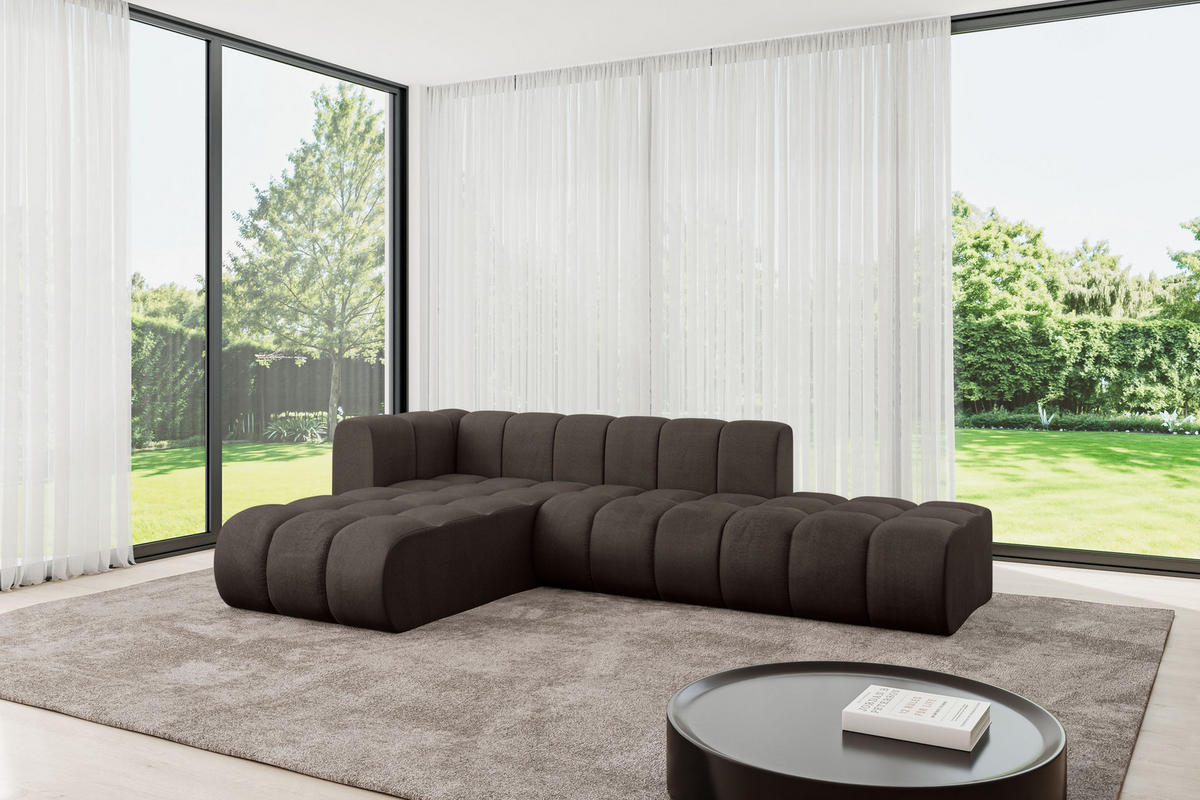 ECKSOFA modulares Sofa Zuvon-L1 - 296x177x70 cm Braun - Braun, Holzwerkstoff/Textil (296/177cm) - ALTDECOR