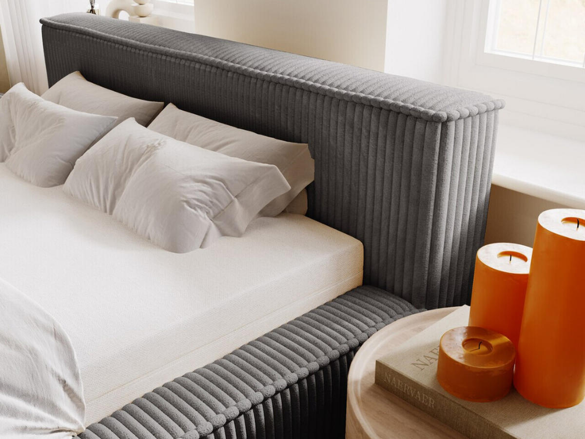 POLSTERBETT Lago 160x200 Dunkelgrau - Dunkelgrau, Textil (160/200cm) - Graingold