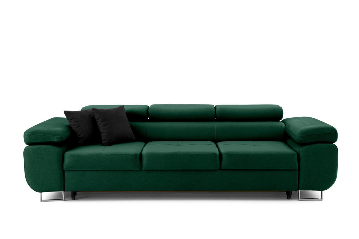 3-SITZER-SOFA WILD Dunkelgrün - Chromfarben/Dunkelgrün, Holz/Textil (262/90/102cm) - Muffo