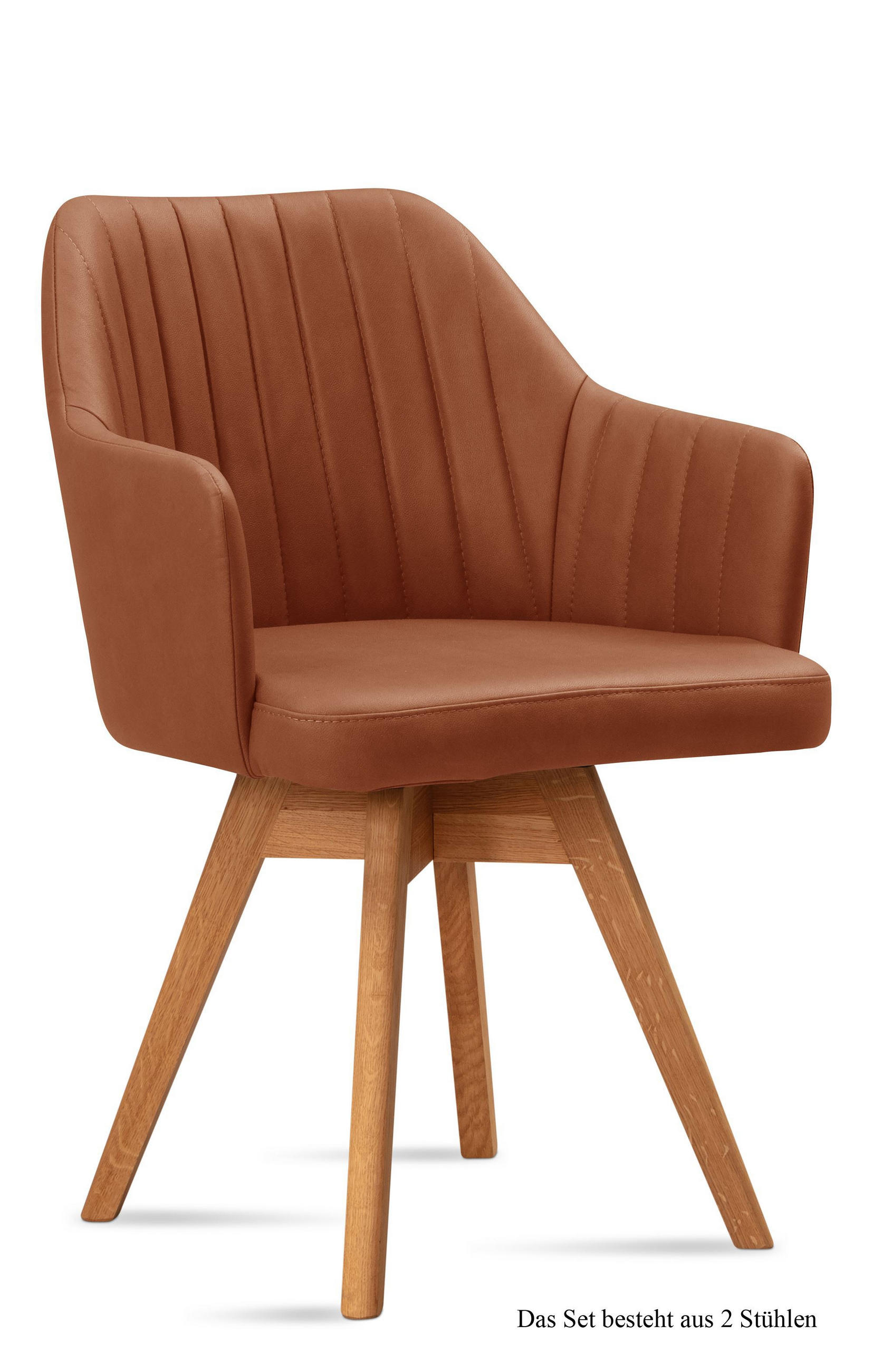 ARMLEHNSTUHL drehbar (2er-Set) Dotty 58x81x60 Eiche geölt/Cognac - Cognac/Eichefarben, Kunststoff (60/81/58cm) - 58aufmkessel