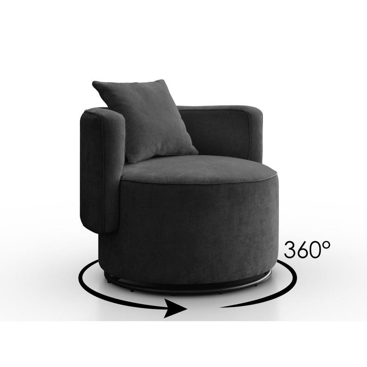 DREHSESSEL Dolce schwarz velour - Schwarz, Textil (90/83/90cm) - Beautysofa