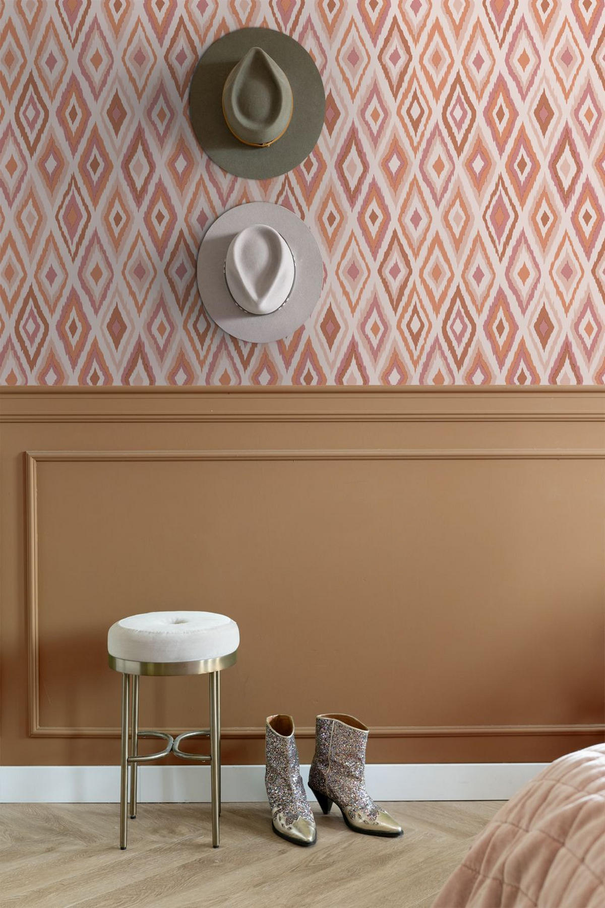 TAPETE Karomuster 50 x 900 cm - Terracotta, Papier (50/900cm) - ESTAhome