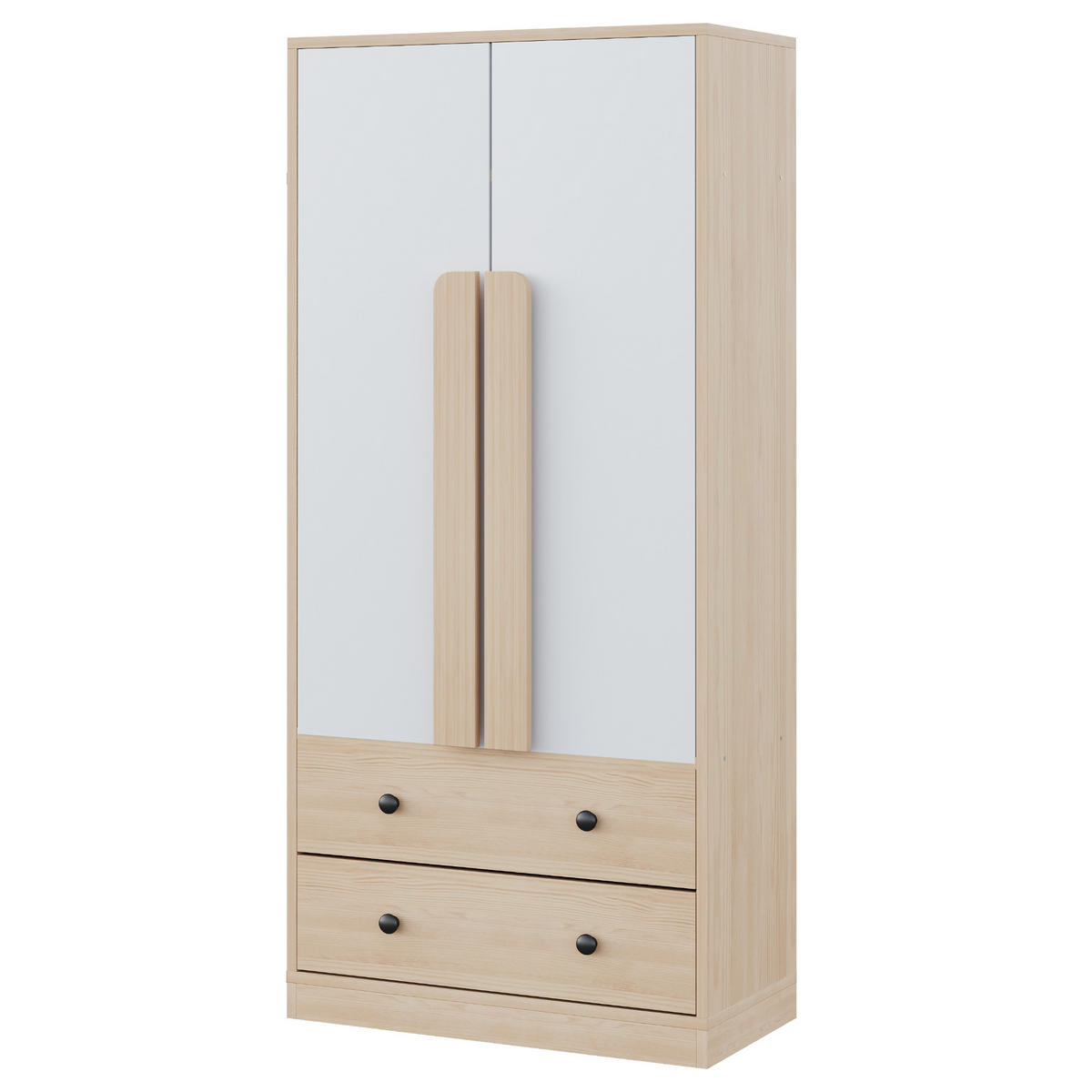 KLEIDERSCHRANK 70x40x170cm 2 Türen Schubladen Holz Weiß - Multicolor, Holz (70/170/40cm) - FLIEKS