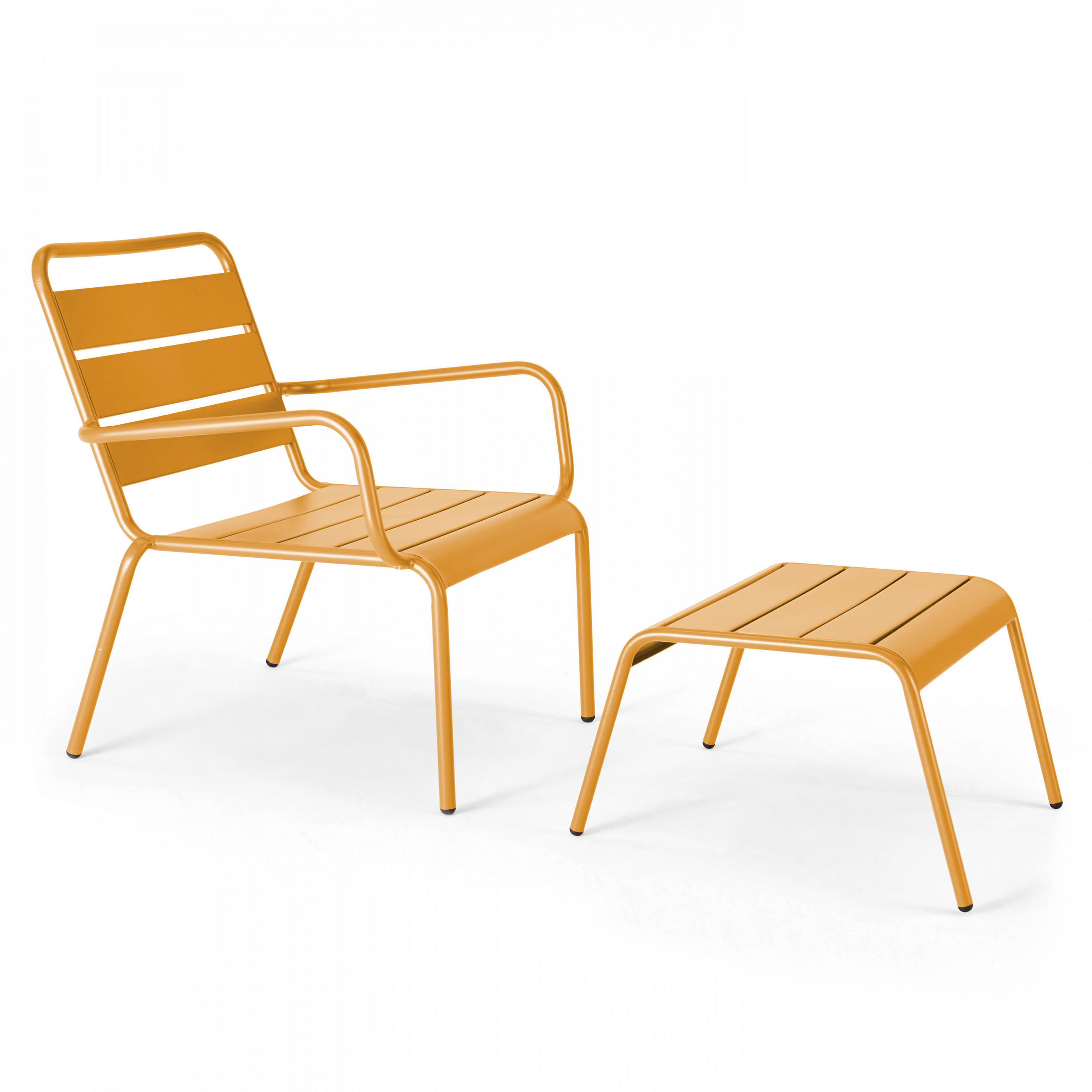 RELAXSESSEL MIT HOCKER, Gelb - Gelb, Metall (64/72/60cm) - Oviala