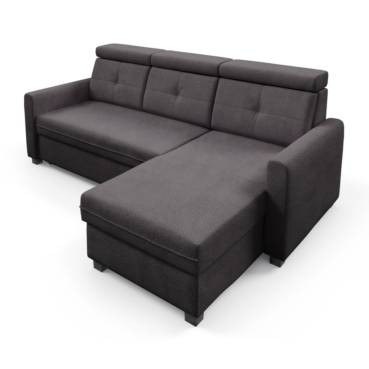 ECKSCHLAFSOFA Milano, Schwarz, rechts - Schwarz, Textil (217/166cm) - Beautysofa