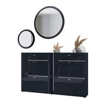 GARDEROBE Florence Schwarz Hochglanz - Schwarz Hochglanz, Holzwerkstoff (155.5/200/28cm) - Vladon