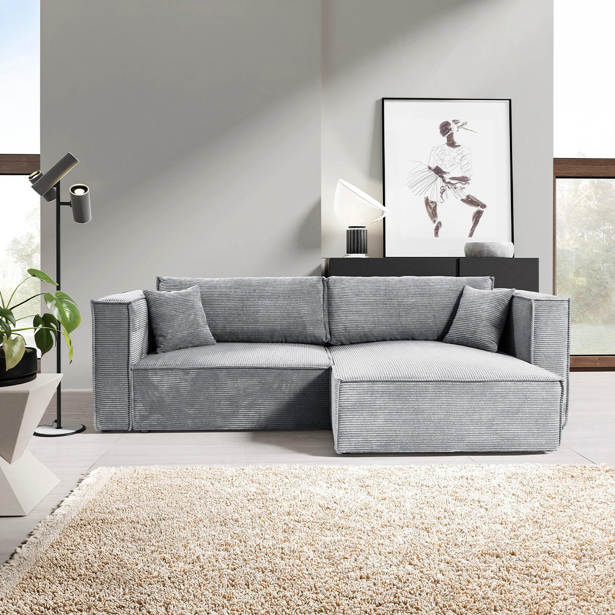 SOFA Jimmy 3 Sitzplätze Hellgrau - Grau, Holz (245/77/148cm) - Petits-meubles