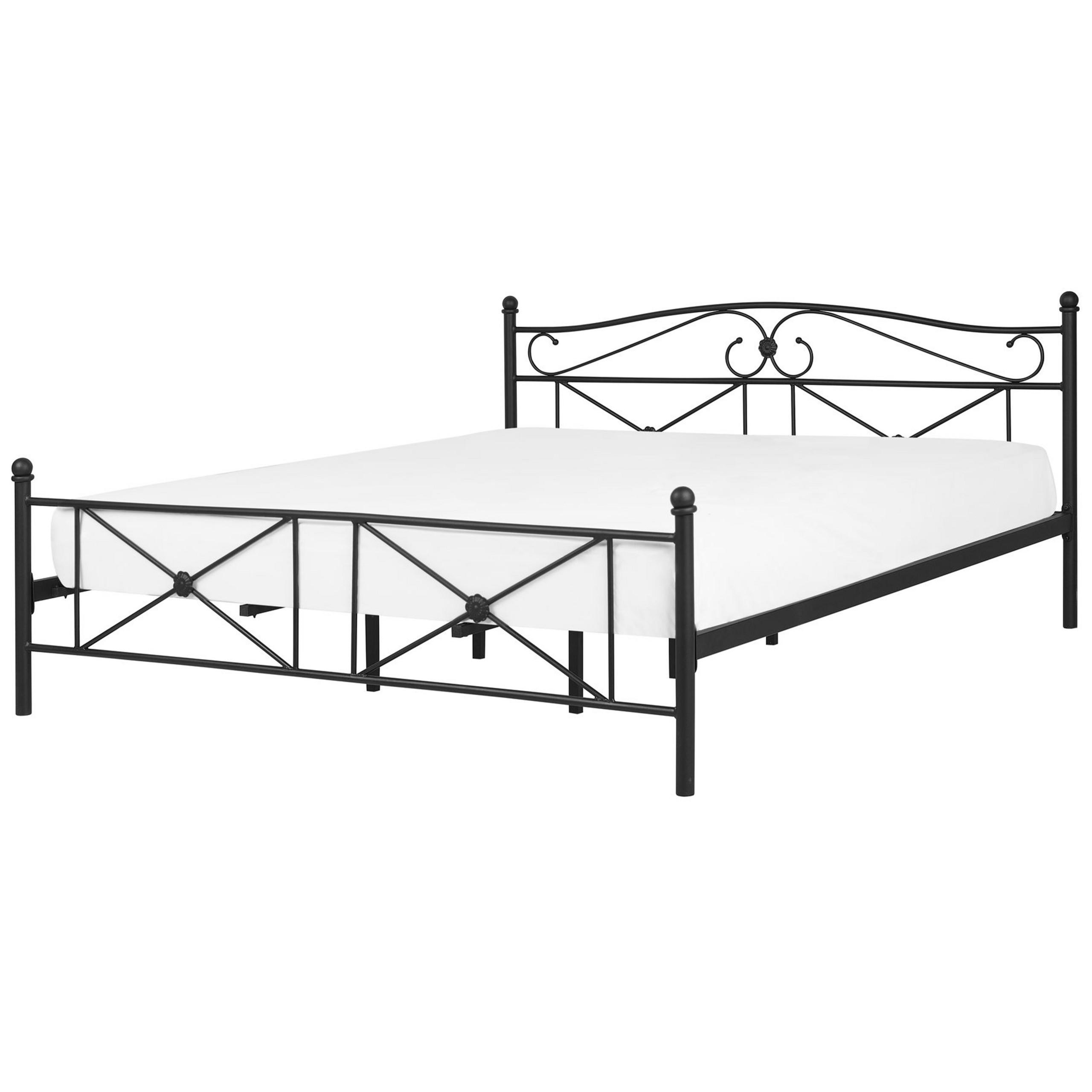BETT mit Lattenrost 180x200 cm Schwarz Rodez - Schwarz, Metall (180/200cm) - Beliani