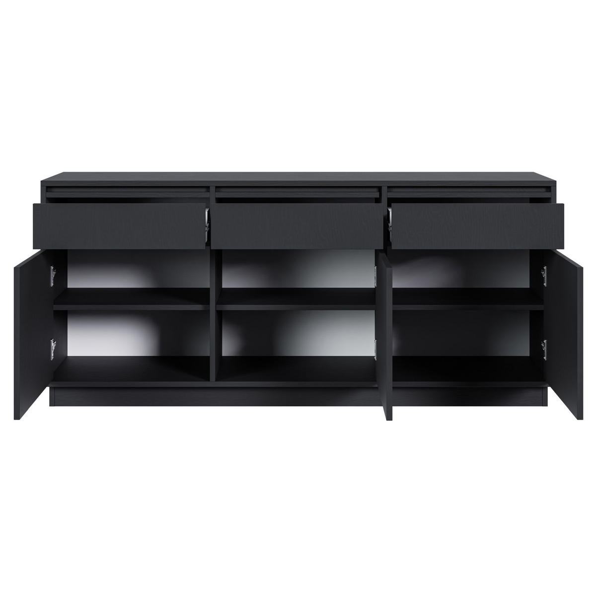 SIDEBOARD Evo Schwarz 154 cm - Schwarz/Graphitfarben, Holzwerkstoff (154/68.6/39cm) - Selsey