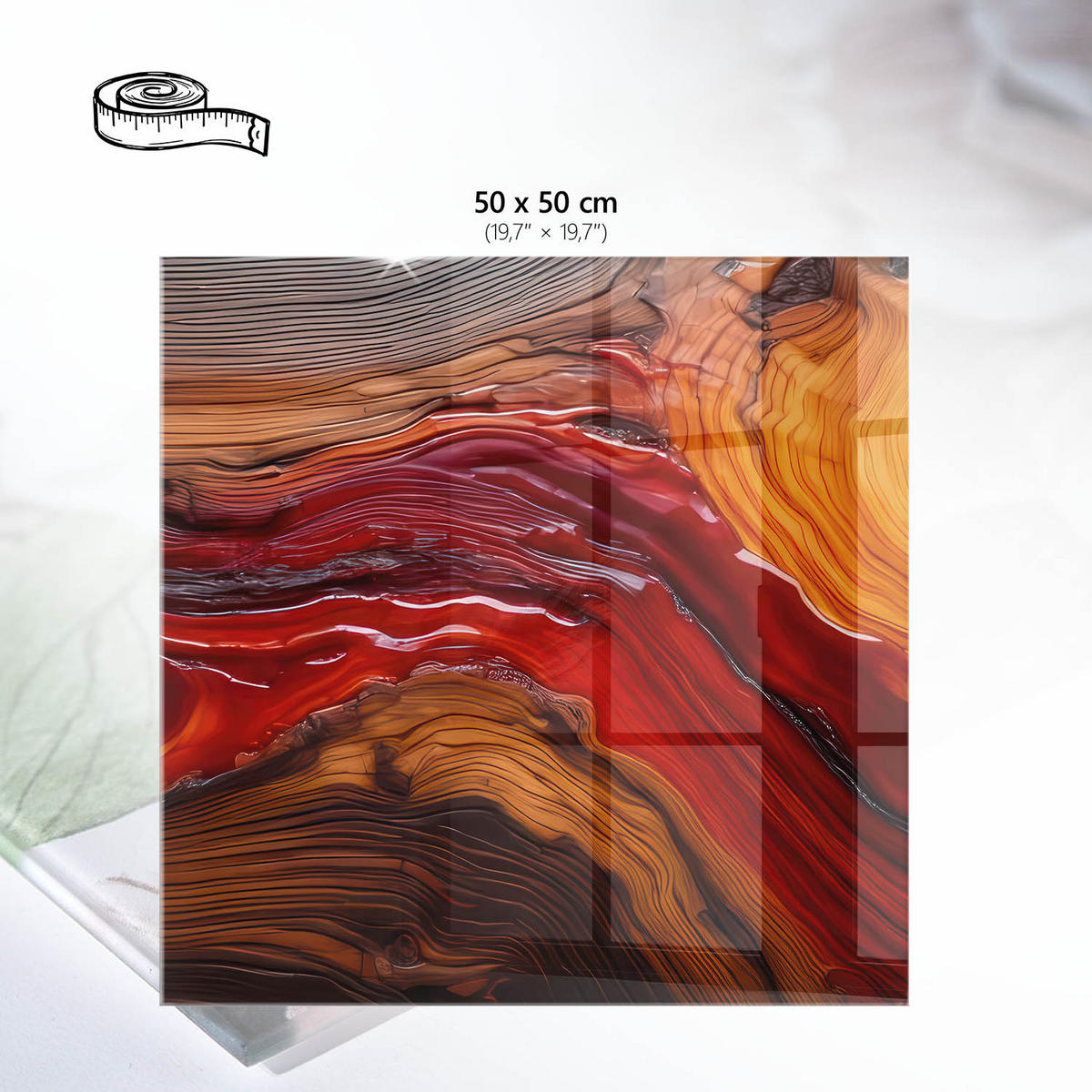 TISCHPLATTE 50x50 cm – Elementarenergie - Braun, Glas (50/50/0.4cm) - Wallfluent