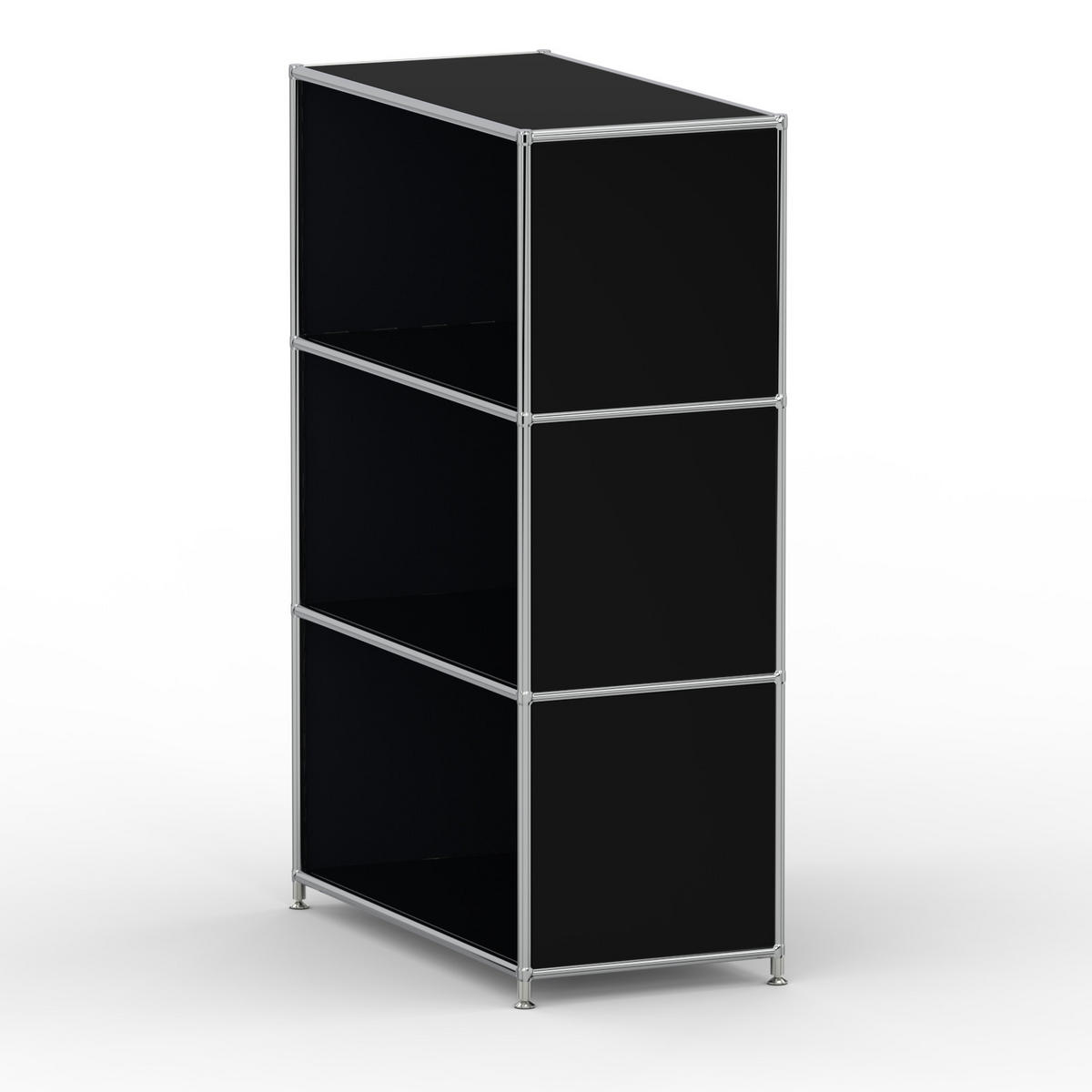 AKTENSCHRANK Büro, 3 offene Fächer, Breite 77 cm, Graphitschwarz - Chromfarben/Schwarz, Metall (40/118/77.2cm) - Versee