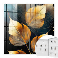 SCHLÜSSELBOX Weiß 30x30 cm – Türöffnung nach rechts - Blätter der Eleganz - Gelb, Metall (30/30/5cm) - TULUP