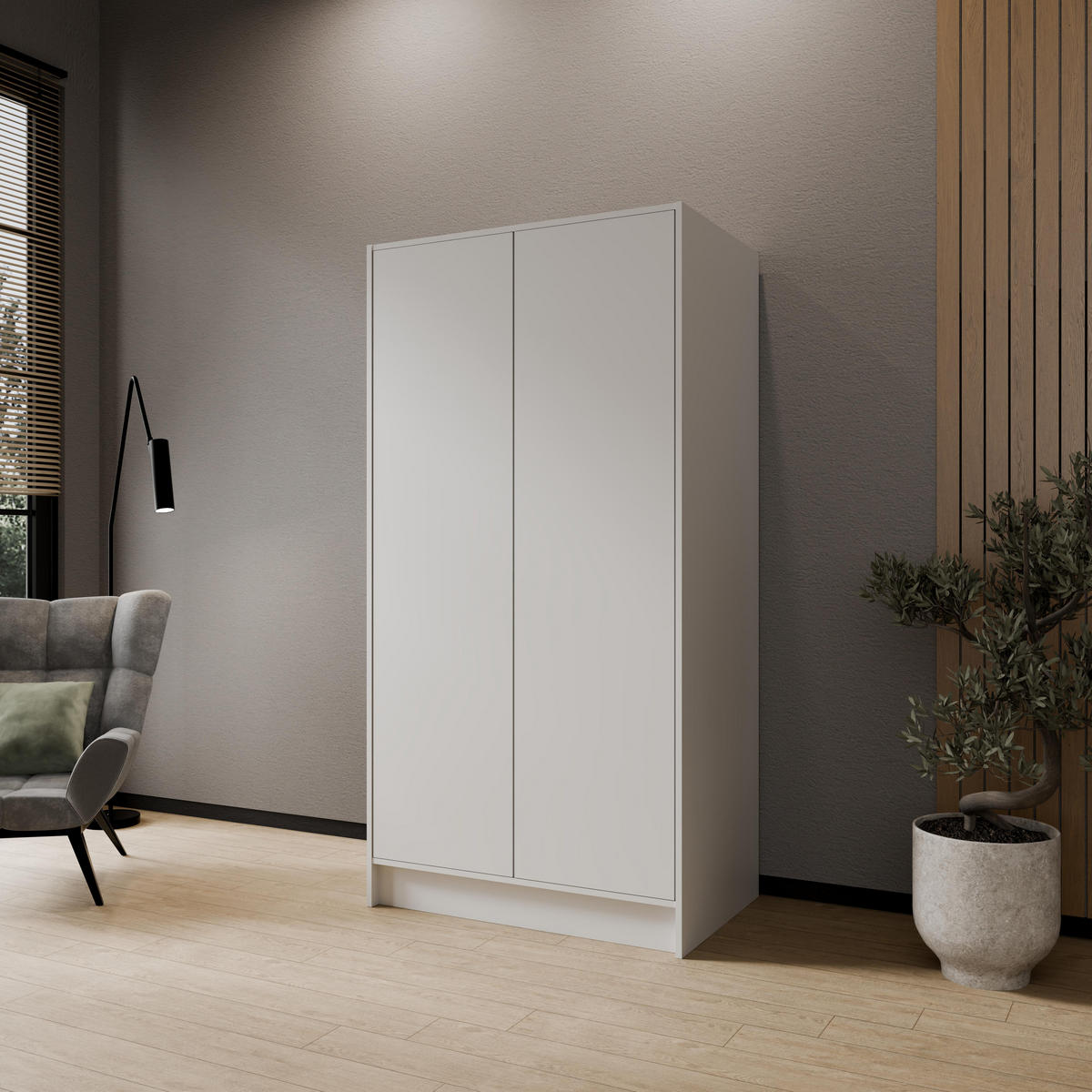 FLÜGELTÜRENSCHRANK GALA - Schwarz/Weiß, Holzwerkstoff (102/200/51cm) - Meblini