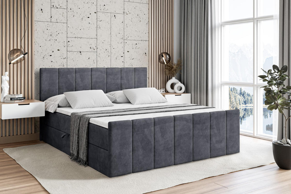 BOXBETT MOETI-Z - 160x200 cm - H4 - Dunkelgrau - Dunkelgrau, Holzwerkstoff (160/200cm) - ALTDECOR