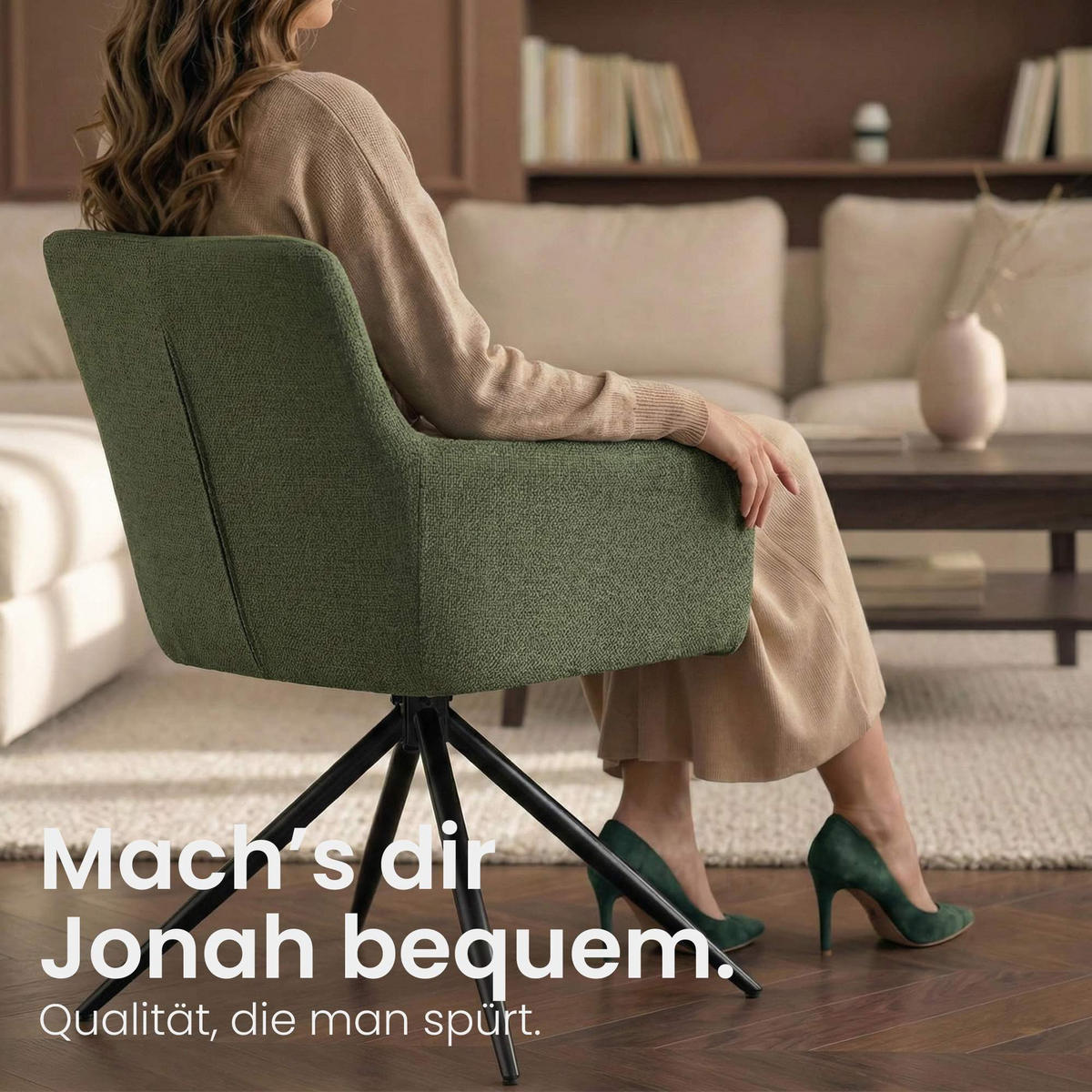 ARMLEHNENSTUHL Stoff Grün - Schwarz/Grün, Textil/Metall (59/87/59cm) - CLP