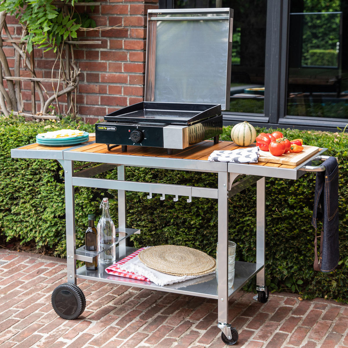 BEISTELLTISCH Grandi XL - Grau, Metall (65/80.5/147cm) - Cook'in Garden