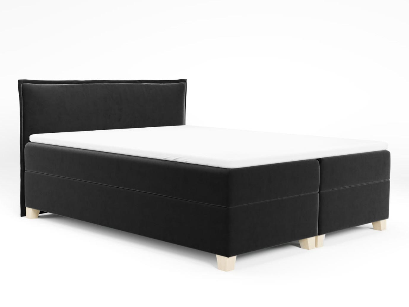 BOXBETT Fren - 140x200 - schwarz (Kronos 07, Velvet) - Beige/Schwarz, Holz/Holzwerkstoff (140/200cm) - Sofnet