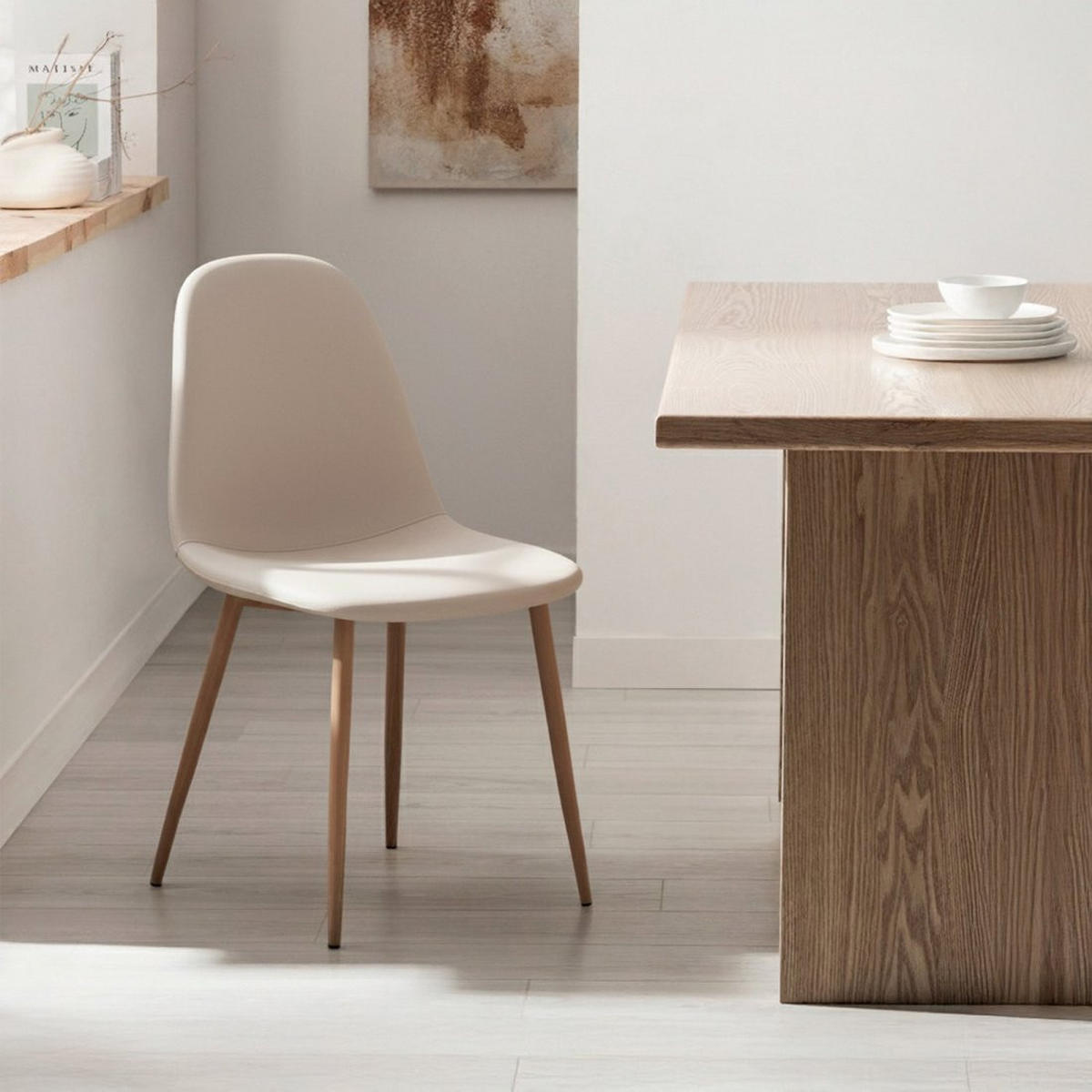 ESSZIMMERSTUHL Elia Beige 44 cm x 84 cm - Beige, Leder (44/84/52cm)