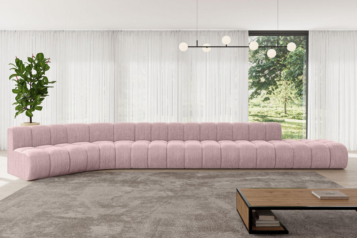 ECKSOFA modulares Sofa Brilo-L3 - 562x174x70 cm Rosa - Rosa, Holzwerkstoff/Textil (562/174cm) - ALTDECOR