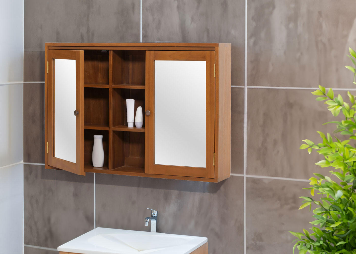SPIEGELSCHRANK Braun - Braun, Holz (100/70/20cm) - MCW