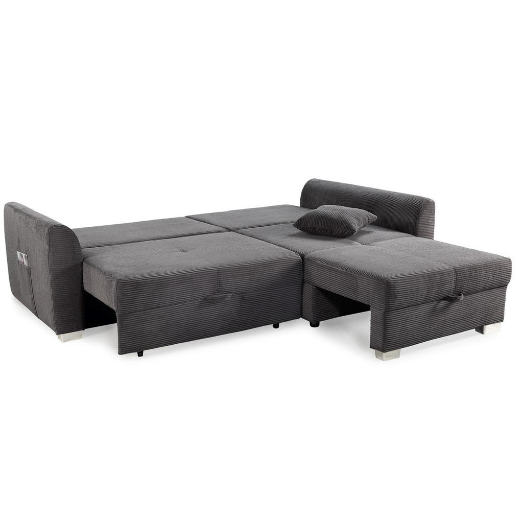 Thumbnail - luma-home Ecksofa, Anthrazit, Textil, 4-Sitzer, Füllung: Polyurethan (Pur), Ottomane links, L-Form, rechts montierbar, s...