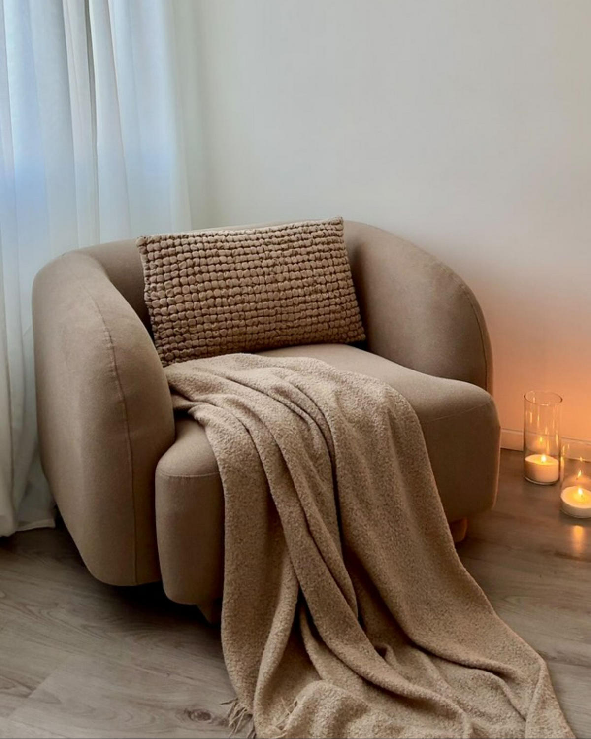SESSEL Taupe Skjanes - Taupe, Textil (102/69/81cm) - Beliani