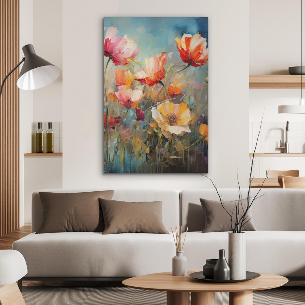 AKUSTIKPANEEL Blumen - Aquarell - Kunst - Botanisch - Natur 70x100 cm - Orange, Textil (70/0.9/100cm) - MuchoWow