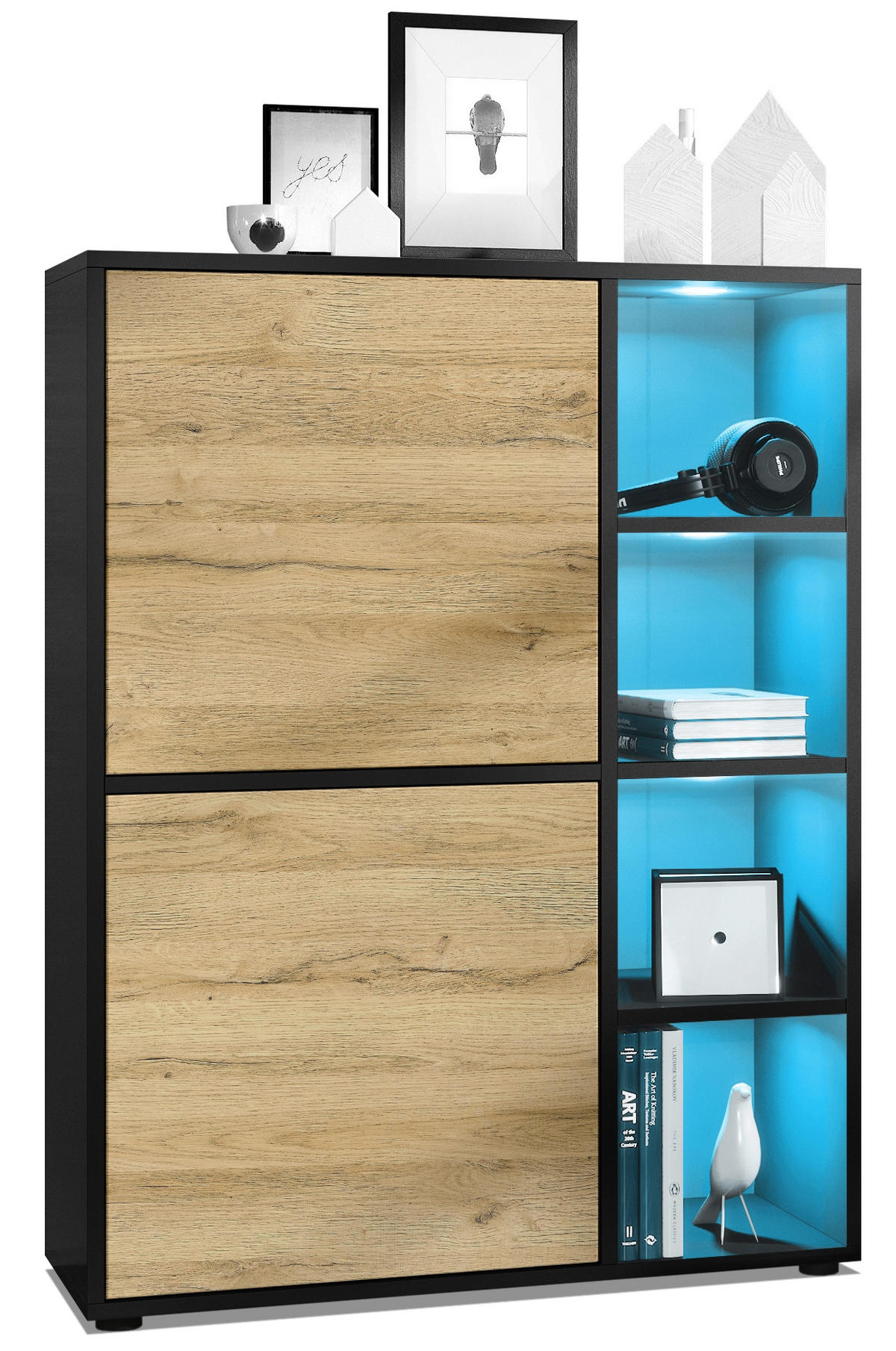 HIGHBOARD Cuba Türen in Eiche Natur - Eichefarben, Holzwerkstoff (79/105.5/35.5cm) - Vladon