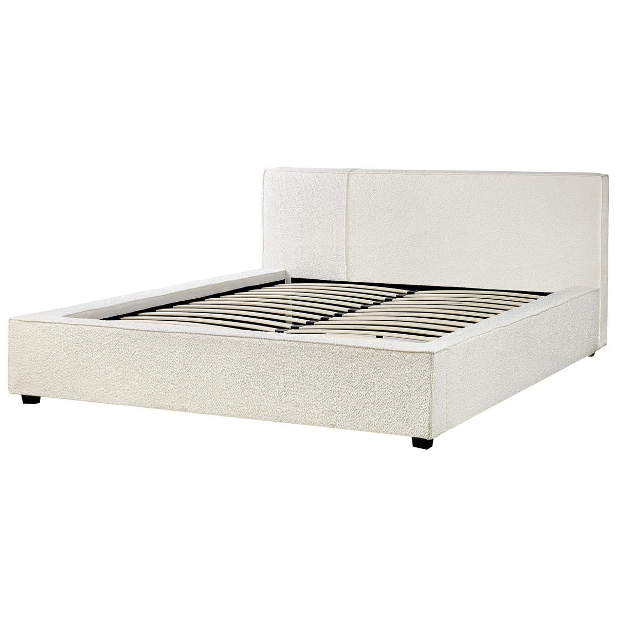 POSTELJA z letvenim dnom 160/200 bouclé kremasto bela Mirande - krem, tekstil (160/200cm) - Beliani