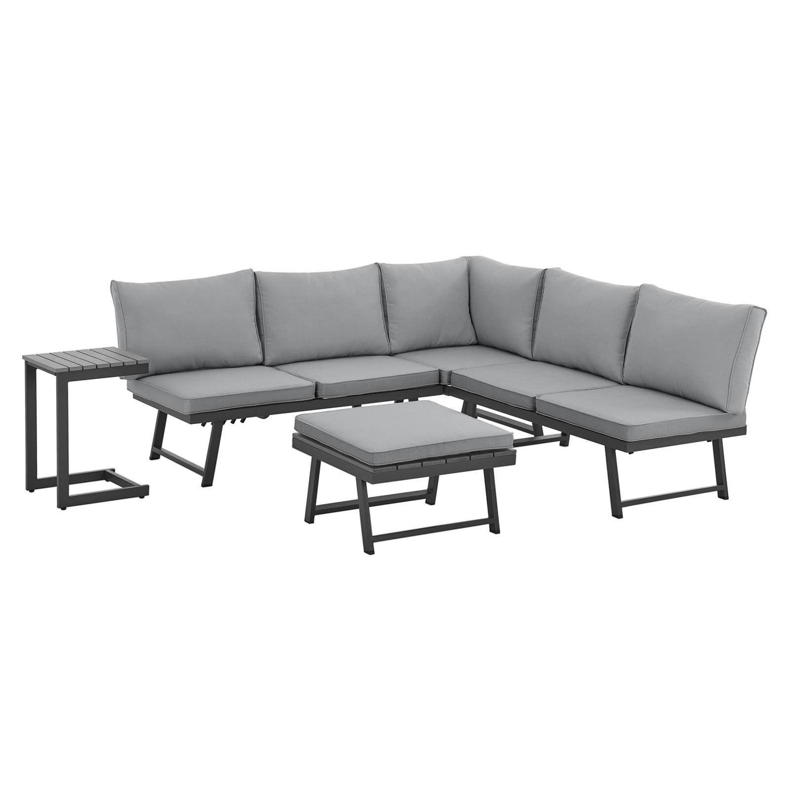 GARTENLOUNGE Grenada (4-tlg.) - Grau, Metall - SVITA