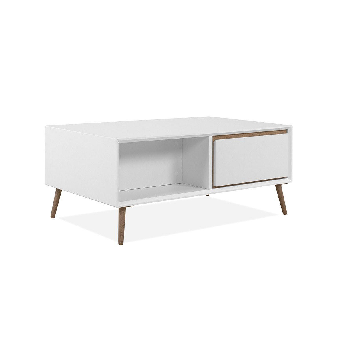 TISCH mit 2 Schubladen und Nischen - Arona - 94/55/40 cm - Weiß, Holzwerkstoff (94/55/40cm) - Calicosy